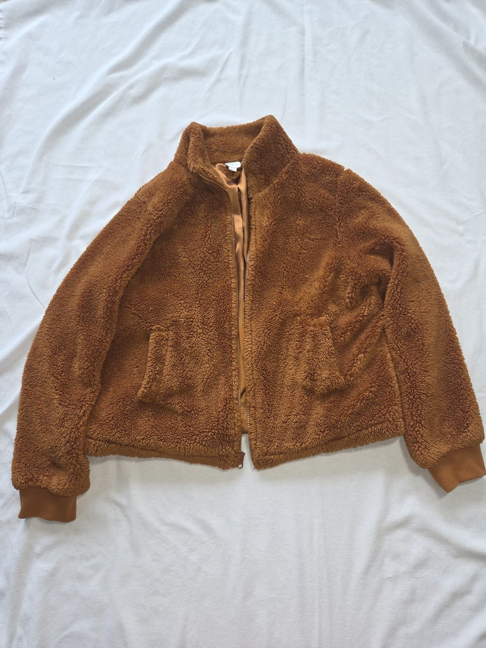 Cozy Teddy Zip-Front Jacket in Burnt Orange - Women